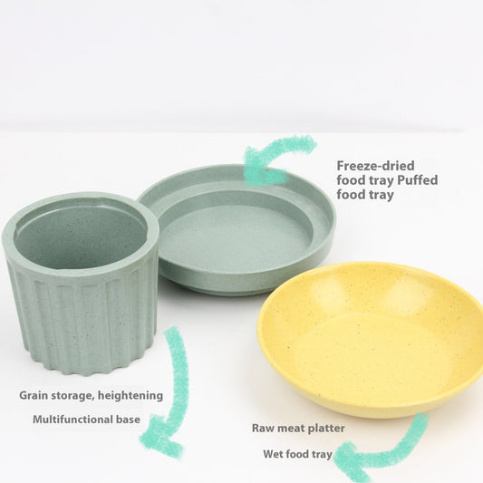 KFX-4285885 Bamboo Fiber Three-in-One Pet Bowl in Elegant Colors