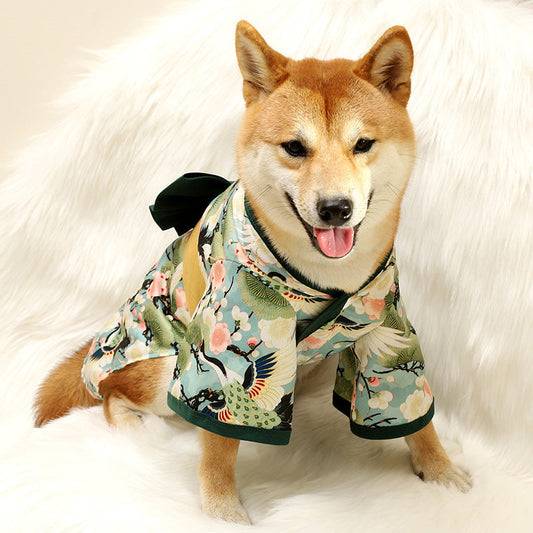KFX-4290237 Cute Kimono Style Dog Clothes for Small and Medium Breeds in Red and Green