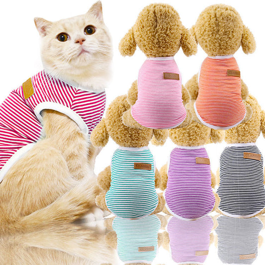 KFX-4293437 Cotton Striped Vest for Small to Large Dogs and Cats - Multiple Colors Available