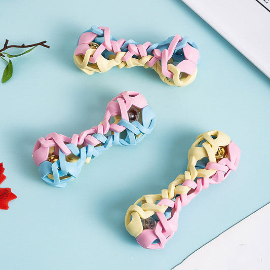 KFX-4309949 Macaron Woven Dog Toy with Sound and Light Features, TPR Material, 14.7x6.5cm