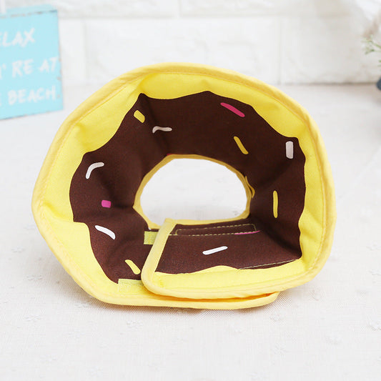 KFX-4316861 Comfortable Adjustable Cartoon Fruit Donut Dog Collar for Surgery Recovery – Padded Cotton Canvas Fabric