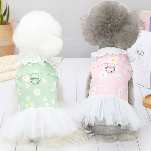 KFX-4317245 Cute Princess Dress for Small Dogs - Bichon, Cotton, Available in Green, Pink, Blue, Sizes S-XXL