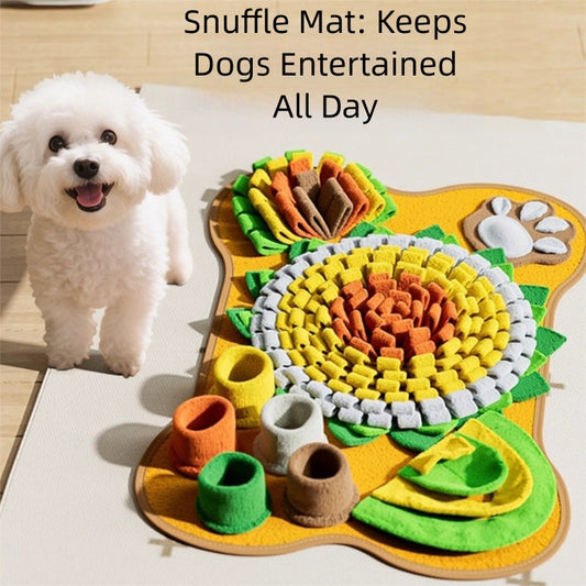 KFX-4326589 Interactive Snuffle Mat for Dogs with Sunflower Design and Food Hiding Pockets