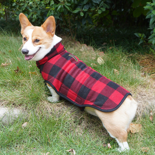 KFX-4326973 Thickened Polar Fleece Coat Vest for Pets in Red and Black Plaid & Black and White Plaid