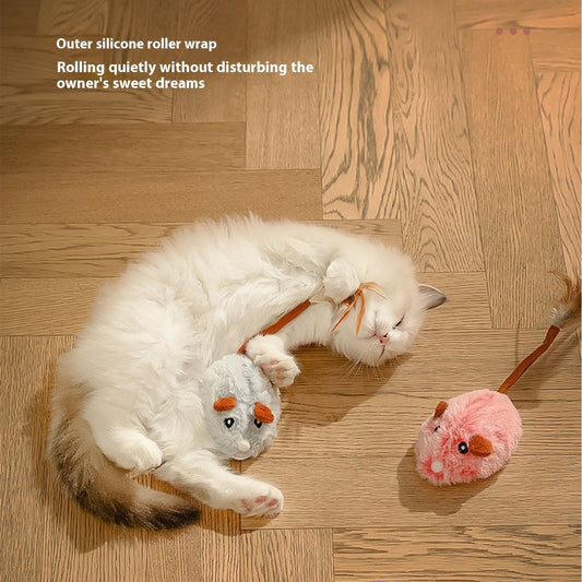 KFX-4331197 Interactive Plush Electric Mouse Cat Toy on a Pole for Self-Play and Stress Relief