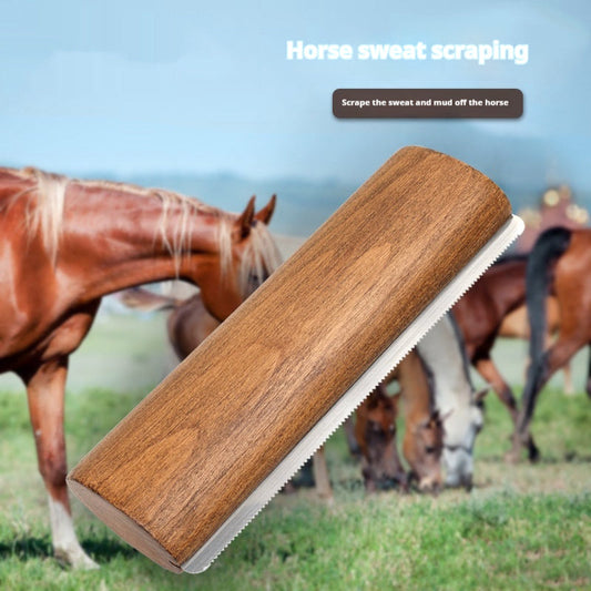 KFX-4337597 20cm Solid Wood Serrated Horse Sweat Scraper for Grooming and Cleaning