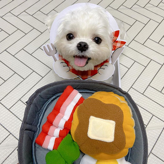 KFX-4342717 Korean-Inspired Sniffing and Sounding Dog Toy with Bacon and Burger Treat Holders