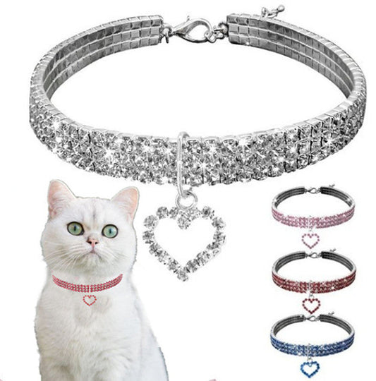 KFX-4349629 Rhinestone Dog Necklace in Copper with Silver Plating - Available in S/M/L Sizes