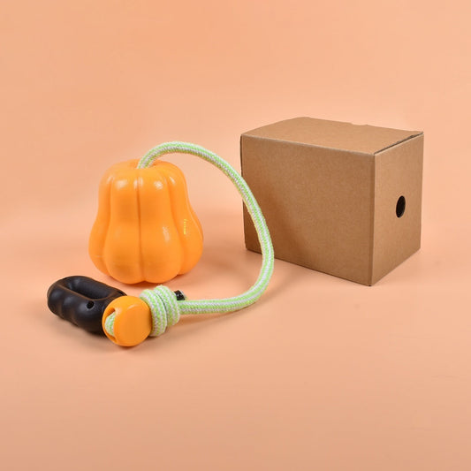 KFX-4356029 Pumpkin Shaped Outdoor Dog Toy with Rope for Long Throws