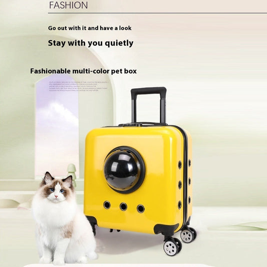 KFX-4365373 Space Capsule Cat Carrier Bag – Hard PVC Pet Travel Suitcase in Multiple Colors