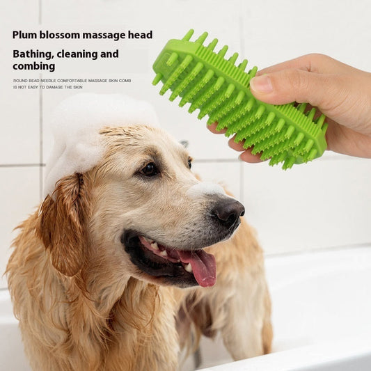 KFX-4370493 Pet Bath Massage Comb for Dogs - TPR Dual Use Hair Removal Brush in Multiple Colors