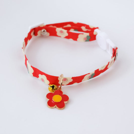KFX-4376637 Flower Design Pet Collar with Safety Buckle - Multiple Colors and Sizes Available