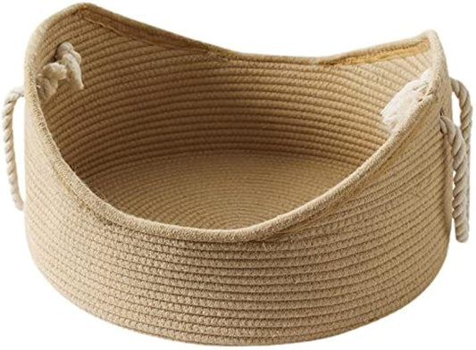 KFX-4377917 Spacious Wicker Cat Bed with Corrugated Scratching Surface - Cozy Nest for Cats