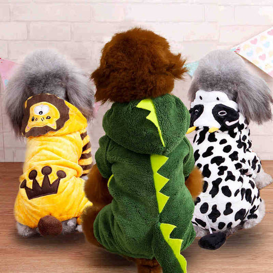 KFX-4384573 Cozy Cartoon Coral Fleece Dog Costumes for Autumn and Winter