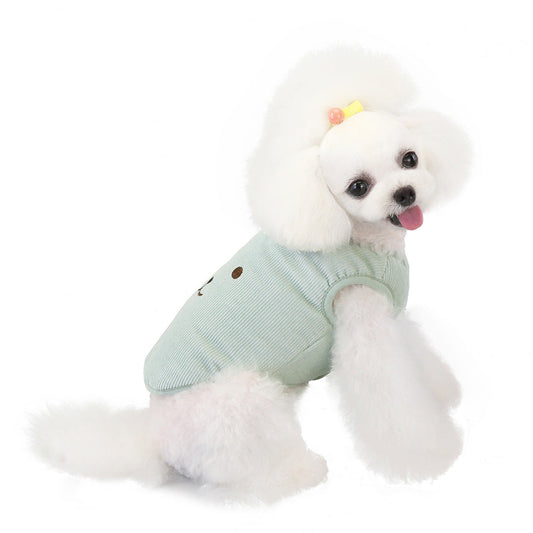 KFX-4392509 Cozy Cotton Pet Dog Vest with Bear Embroidery for Autumn and Winter