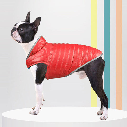 KFX-4417597 Double-Sided Cotton Coat for Dogs - Light Down Vest in Red, Orange, Pink, and Blue