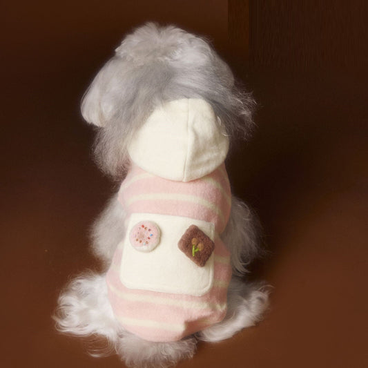 KFX-4418749 Cute Felt Biscuit Sweater for Pets in Pink and Coffee, Sizes XS-XXL