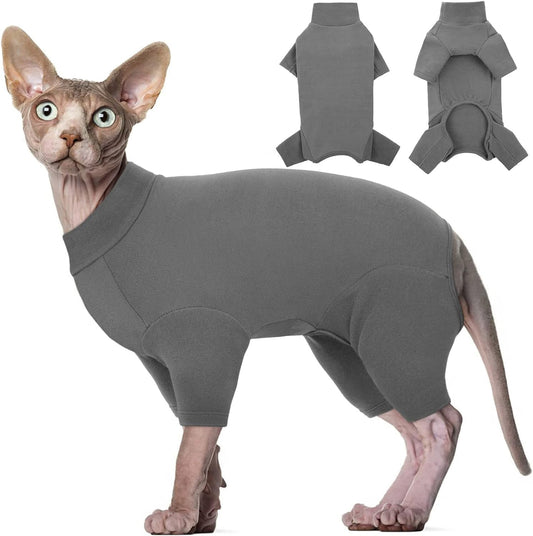 KFX-4431933 Soft Warm Turtleneck Sweater for Hairless Cats and Puppies - Comfortable Winter Pajamas with Sleeves