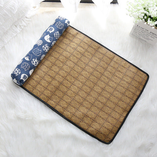 KFX-4434493 Cooling Rattan Pet Mat Pillow Cushion with Durable Edging and Non-Slip Bottom, Multiple Sizes Available