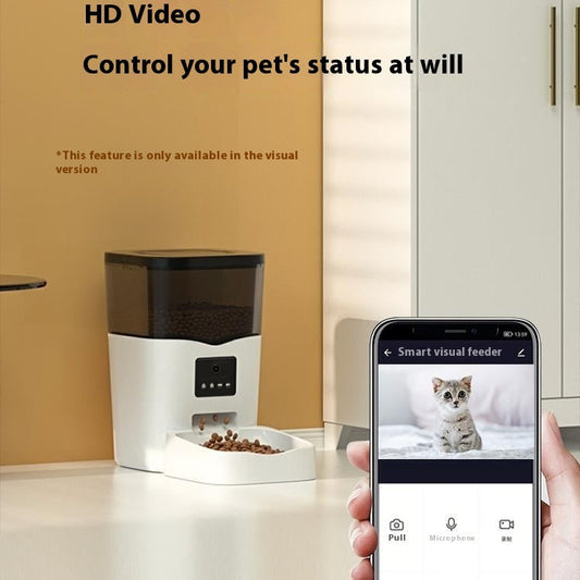 KFX-4449725 Automatic Cat Feeder with Video Interaction and Mobile App Control, 4L Stainless Steel Basin
