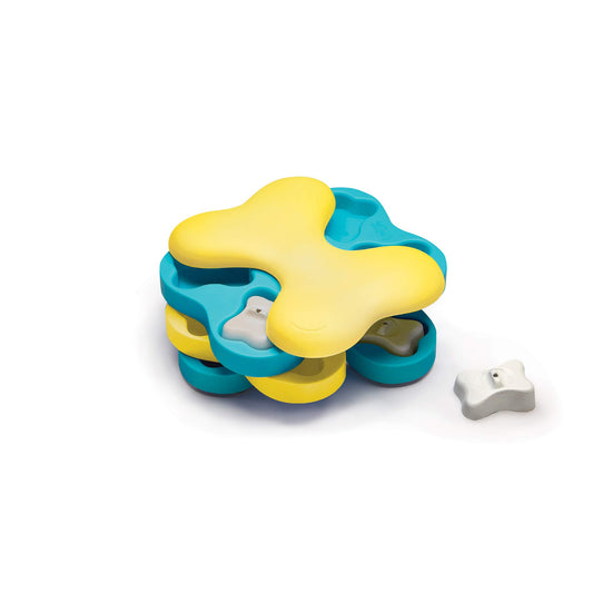 KFX-4456509 Educational Bone-shaped Food Leaker Pet Toy - Durable ABS Material in Orange, Yellow, and Blue