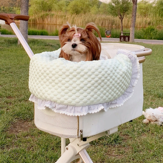 KFX-4475197 Washable Pet Stroller Cushion Set with Removable Pad and Pillow for Cats and Dogs in Various Designs
