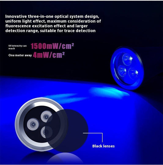 KFX-4489917 UV Flashlight for Detecting Pet Urine Stains and Insects, USB Rechargeable Aluminumn Alloy