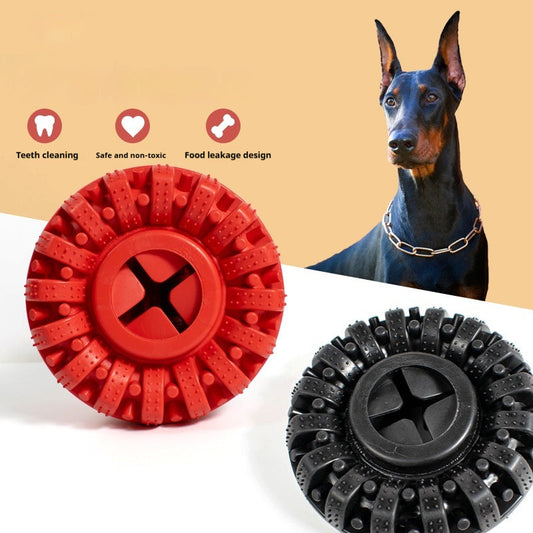 KFX-4492861 Durable TPR Dog Bite Tire Toy - 14x5cm, Black/Red