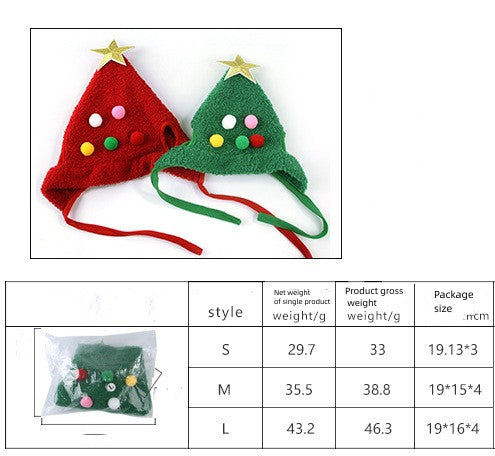 KFX-4494397 Christmas Tree Shaped Pet Hat - Fluff & Fur Ball Design for Spring and Autumn