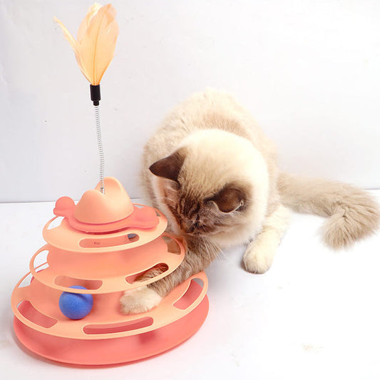 KFX-4495037 Interactive Cat Toys Space Tower Play Board with Funny Cat Stick and Feather Options