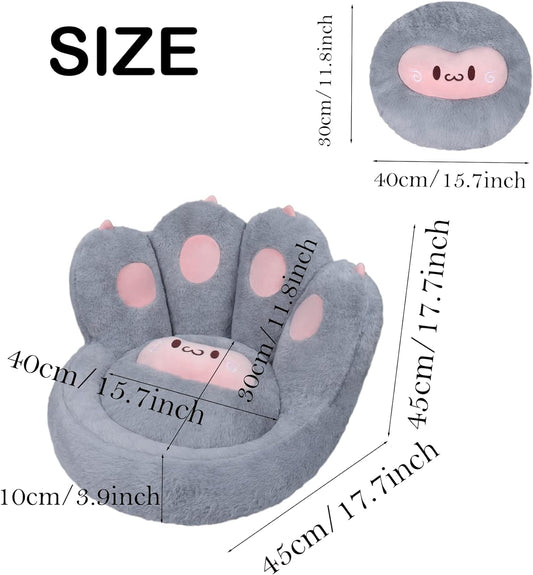 KFX-4497469 Cat Paw Shape Floor Cushion with Detachable Sheep Plush for Gaming Chair and Relaxation in Home or Office