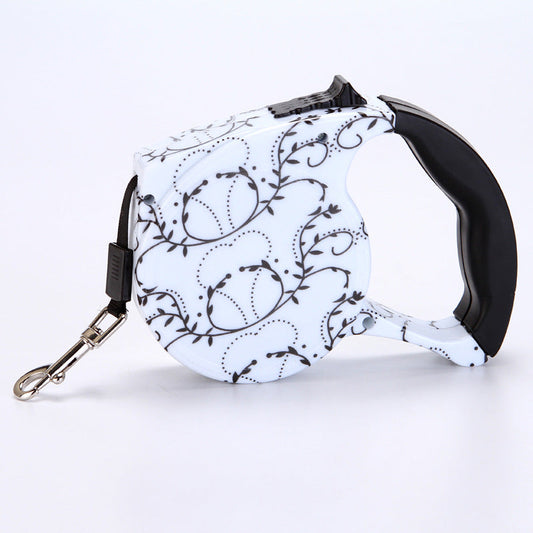 KFX-4499773 Automatic Multicolor Dog Traction Rope - 5m Adjustable Flat Belt with Cute Designs