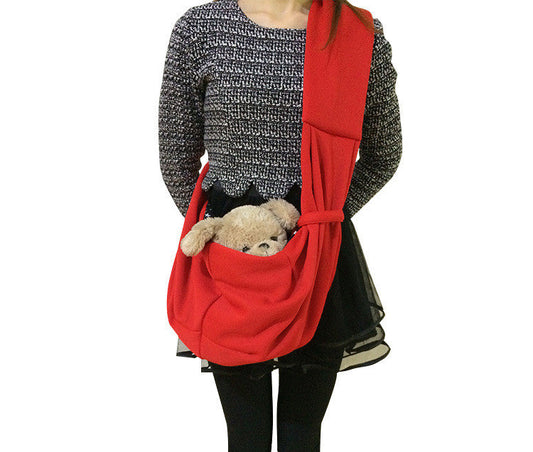 KFX-4507965 One-Shoulder Messenger Pet Backpack for Small Dogs and Puppies - Soft Fleece and Cotton, Multiple Colors Available