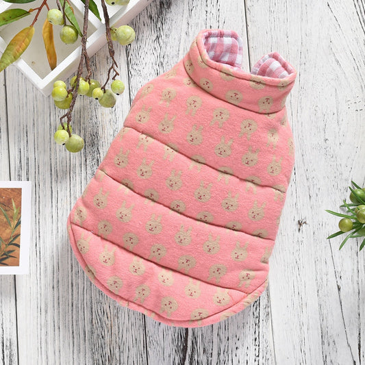 KFX-4515901 Reversible Warm Cotton Dog Vest in Yellow, Blue, and Pink