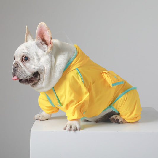 KFX-4517821 All-Weather Raincoat for Small and Medium-Sized Dogs - Available in Yellow, Gray, Green