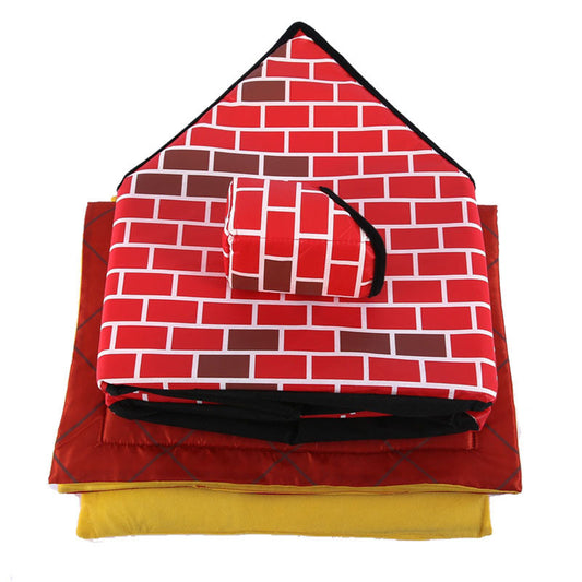 KFX-4521277 Cozy Cat Litter Cabin with Removable Cushion – Stylish Brick Design and Breathable Pearl Cotton Filling