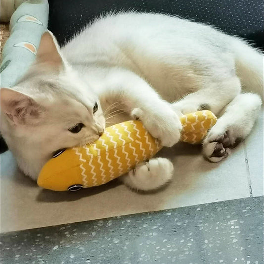 KFX-4522045 Simulated Fish Cat Toy for Dental Care and Stress Relief, Durable Canvas with Catnip