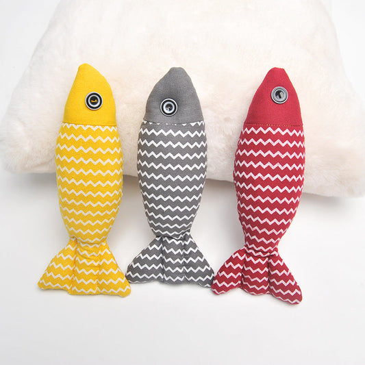 KFX-4522045 Simulated Fish Cat Toy for Dental Care and Stress Relief, Durable Canvas with Catnip