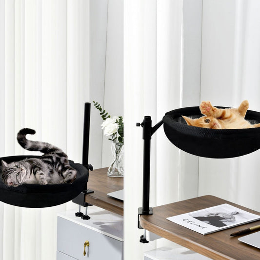 KFX-4526653 Suspended Cat Bed with Black or White Stand and Plush Nest Options