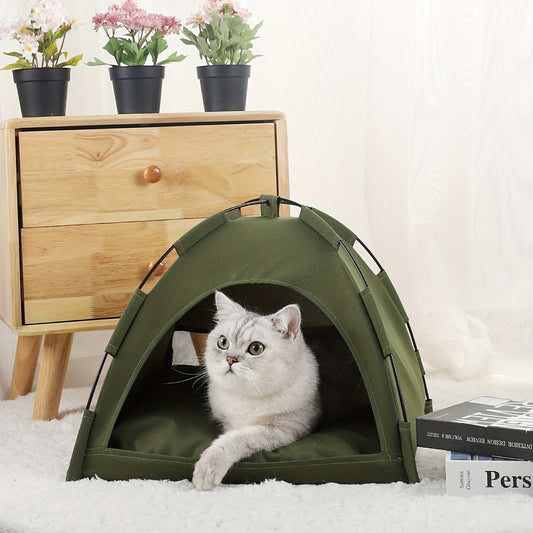 KFX-4530237 Cozy Portable Cat Tent Bed with Removable Non-Slip Soft Pad for Cats and Small Dogs