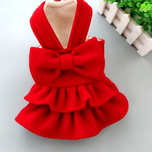 KFX-4531133 Solid Color Pet Dress for New Year and Christmas - Wool Material, Various Sizes Available