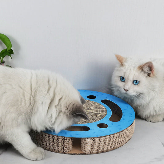 KFX-4550205 Cat Scratching Board and Claw Grinder in Blue and Wood Color, Made of Paper Material