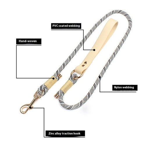 KFX-4563517 Medium-Sized Dog Safety Buckle Rope in Wizard of Oz Green and Shadow White, 120cm Length