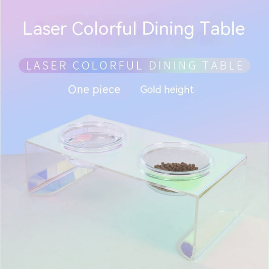 KFX-4571453 Colorful Acrylic Pet Dining Table - Single and Double Bowl Options Available