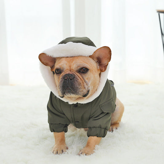 KFX-4587197 Winter Dog Padded Coat in Military Red and Green with Soft Silk-Like Cotton Lining