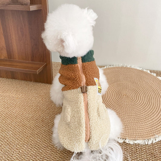 KFX-4588349 Color Matching Traction Vest for Dogs - Warm Denim Pet Clothing in Lomi Brown, Sizes XS to XL