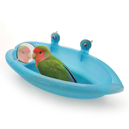 KFX-4588733 Small Parrot Bath Basin with Optional Mirror for Birds, 18.7cm x 10cm