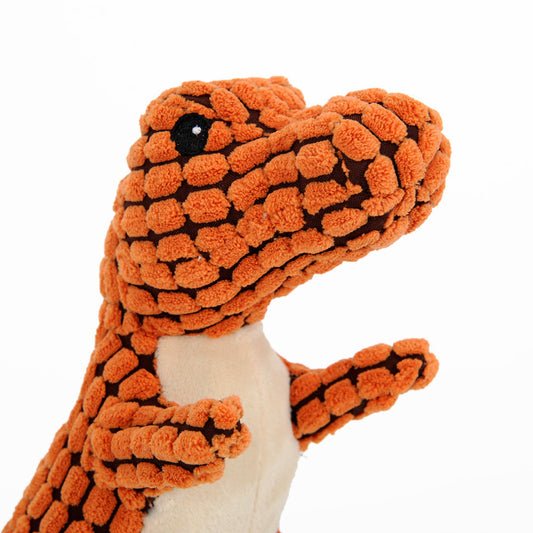 KFX-4603709 Giant Interactive Dinosaur Plush Dog Toy with Squeakers for Large Dogs and Small Breeds
