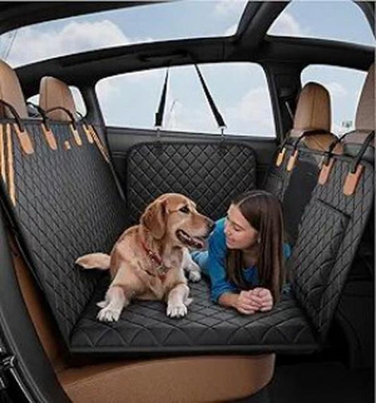 KFX-4611645 Dog Car Back Seat Cover with Waterproof, Non-Slip Design, 400 lbs Weight Capacity, 8-Layer Hard Bottom, Easy Installation and Cleaning