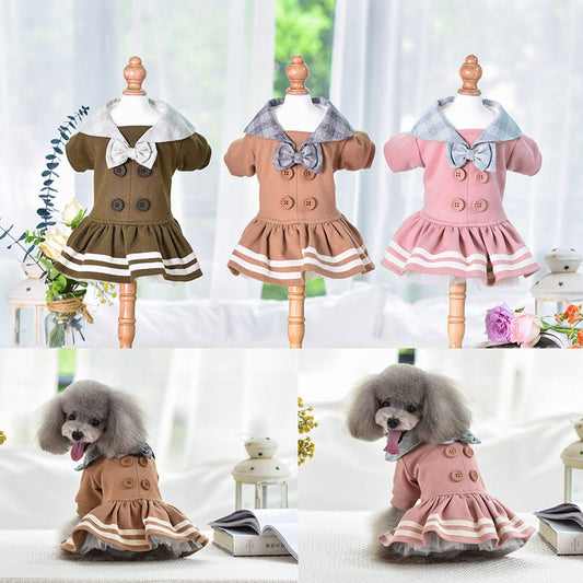 KFX-4616125 Autumn and Winter Pet Cotton Princess Dress with Skirt – Available in Various Sizes